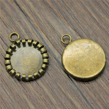 

20pcs Fit 12mm Round Glass Cabochon Antique Bronze Color Base Settings Cabochon Cameo Setting Base For Jewelry Making
