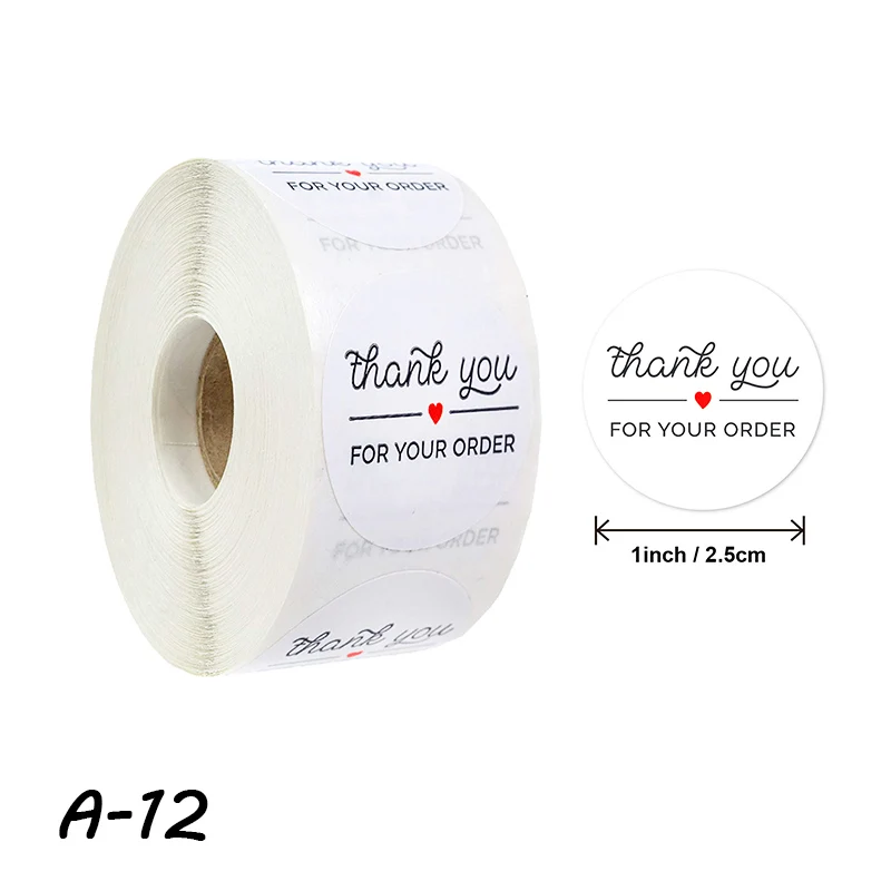 Thank You Stickers 500pcs/roll Handmade Sticker Circle Stationery thank you for your order Seal Labels thank you stickers