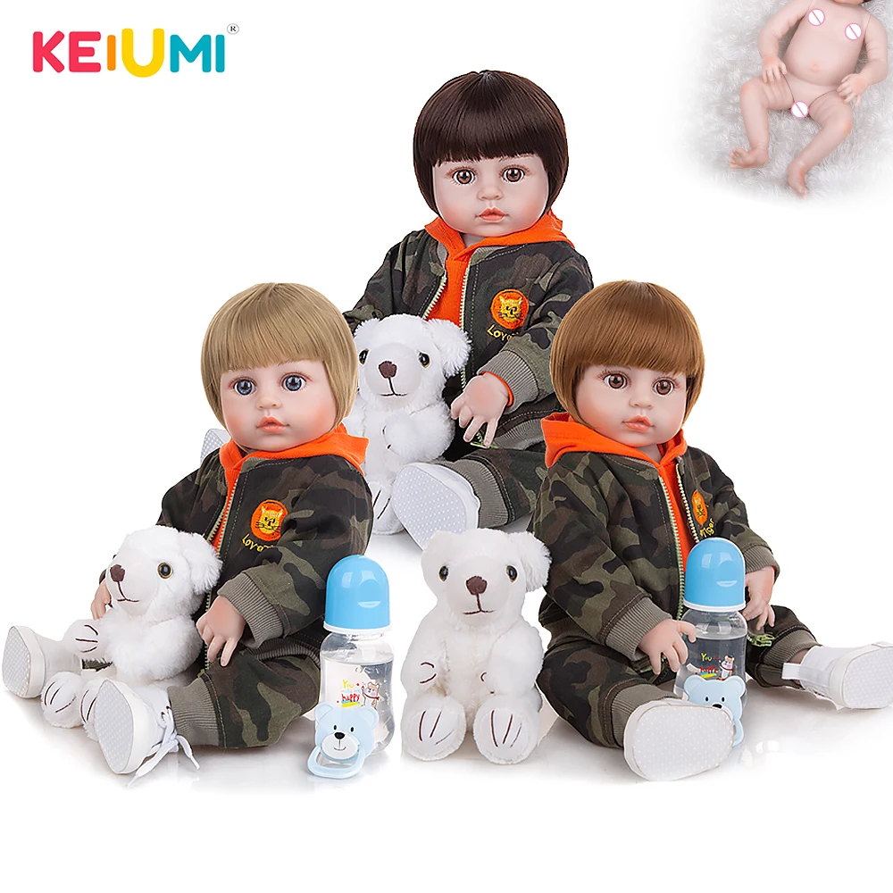 KEIUMI 49 см Возрожденные Детские полностью силиконовые виниловые куклы симуляция