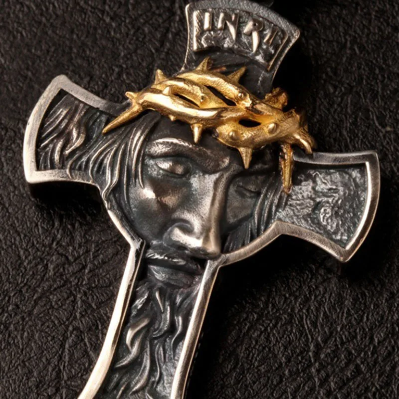 Христос Иисус Распятие Кулон ожерелье Металл Серебро Золото крест цепь тяжелые мужские ювелирные изделия подарок Религиозные христианские ювелирные изделия Z5P119