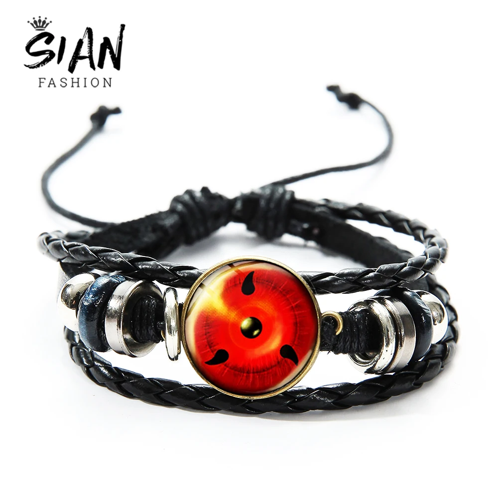 Стильный браслет SIAN Rinnegan Sharingan Eye, поп-аниме, Наруто, Саске, Учиха, клан, плетеный кожаный браслет для мужчин и женщин, косплей, ювелирные изделия