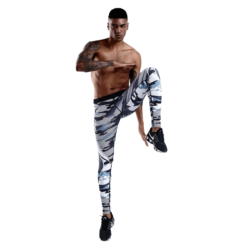 Мужские брюки эластичные быстросохнущие обтягивающие компрессионные брюки для фитнеса Спортивная одежда для баскетбола, велоспорта, бега