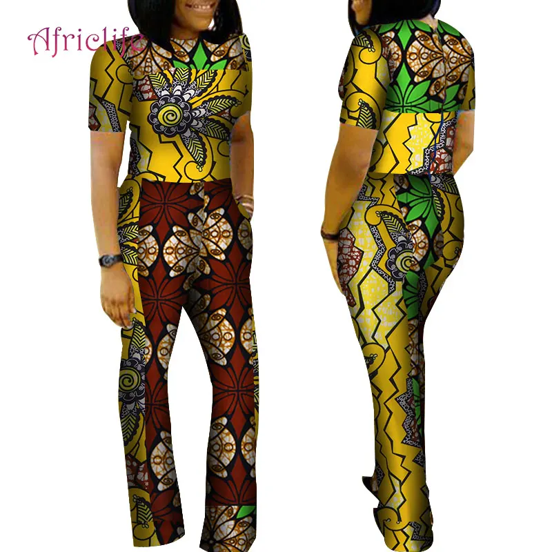 Индивидуальный Африканский комбинезон для женщин, короткий рукав, длина по щиколотку, широкие штанины, Анкара, комбинезон, летняя одежда для работы, WY4170 - Цвет: 8