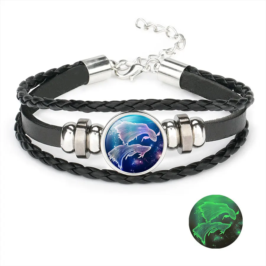  Brilliant Nightlight Twelve Constellations Fashion Personality Trend Bracelet Male and Female Couple Korean Birthday Gift Student Handstring