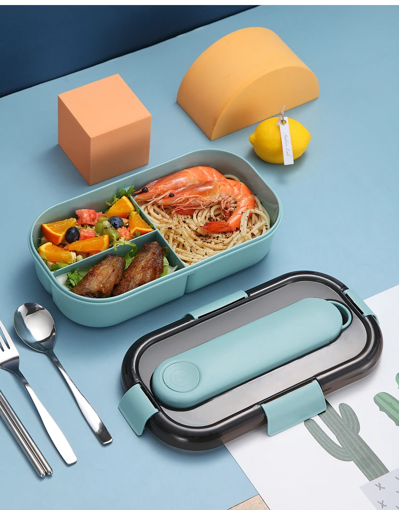 WORTHBUY Japanese Plastic Lunch Box For Kids School Microwave Bento Box With Compartment Tableware Leak-Proof Food Container Box