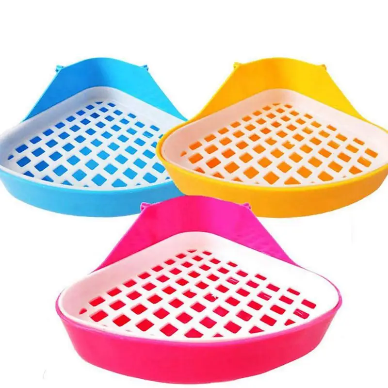 Поднос для туалета с кроликом, угловой туалет для маленьких животных, подстилки для домашних животных, угловые подстилки для кроликов, хомяков(синий)-ABUX