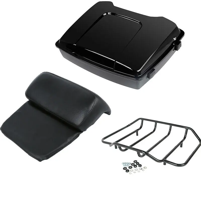 

Motorcycle Moto Razor Tour Pak Pack Trunk Top Rack Backrest For Harley Touring Road King Street Electra Glide 97-13