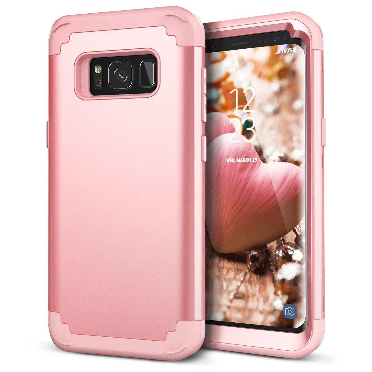 Rose gold Чехол для телефона s для samsung Galaxy S8 Plus Note8 Чехол Прочный PC+ TPU 3 слоя Гибридный противоударный полный корпус защитный противоударный чехол - Цвет: Rose gold