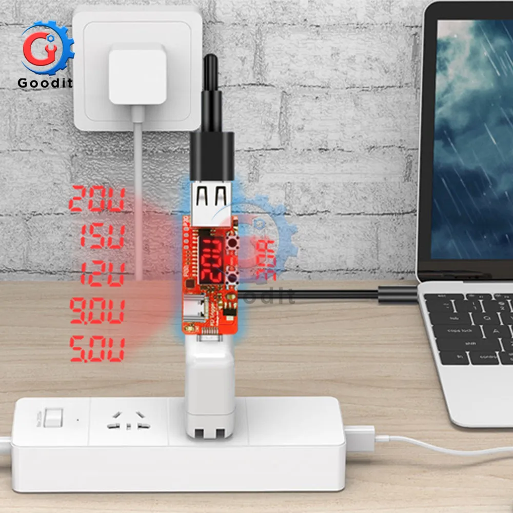 PD 3,0 2,0 QC быстрое зарядное устройство триггер Цифровой ток вольтметр для напряжения Амперметр мобильный источник питания тип-c USB тестер детектор