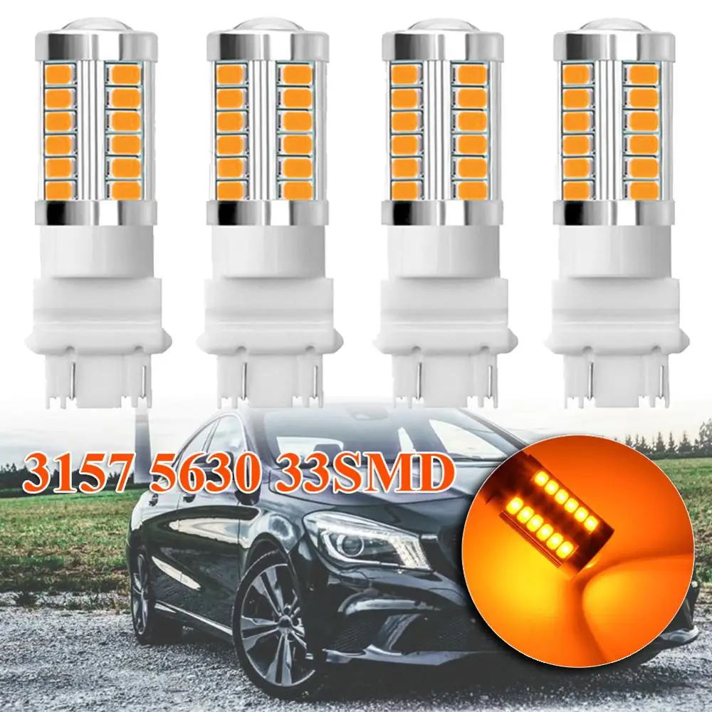 

Amber 4 SMD 12 / 24V LED Super Bright Car Parking Reverse Brake Turn Signal Taillight Transparent Lightweight