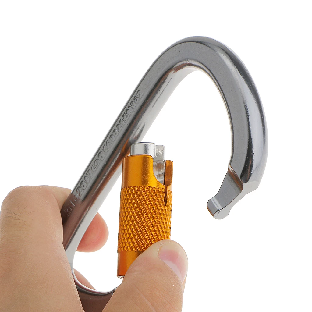 28KN Rock Climbing Rappelling Tree Carving Carabiner Screw Locking Key Chain Camping Hiking Climbing Accessories