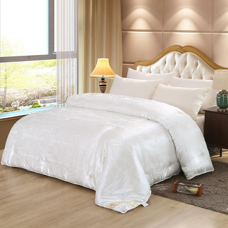 100% шелк тутового шелкопряда Одеяло Лето Зима теплые одеяла для Король Королева