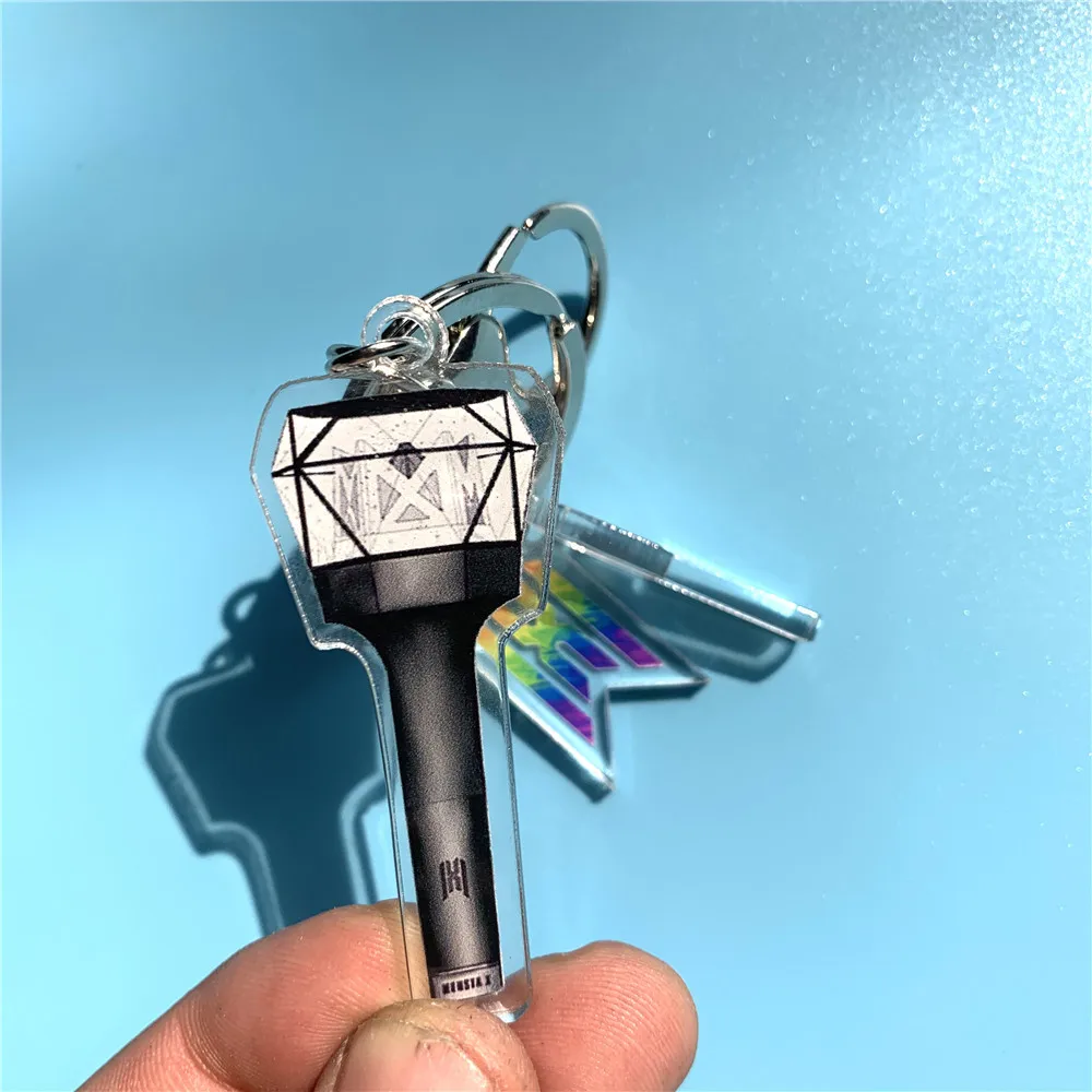 Kpop-キーホルダー,ライト付きキーホルダー,2倍のアクリル