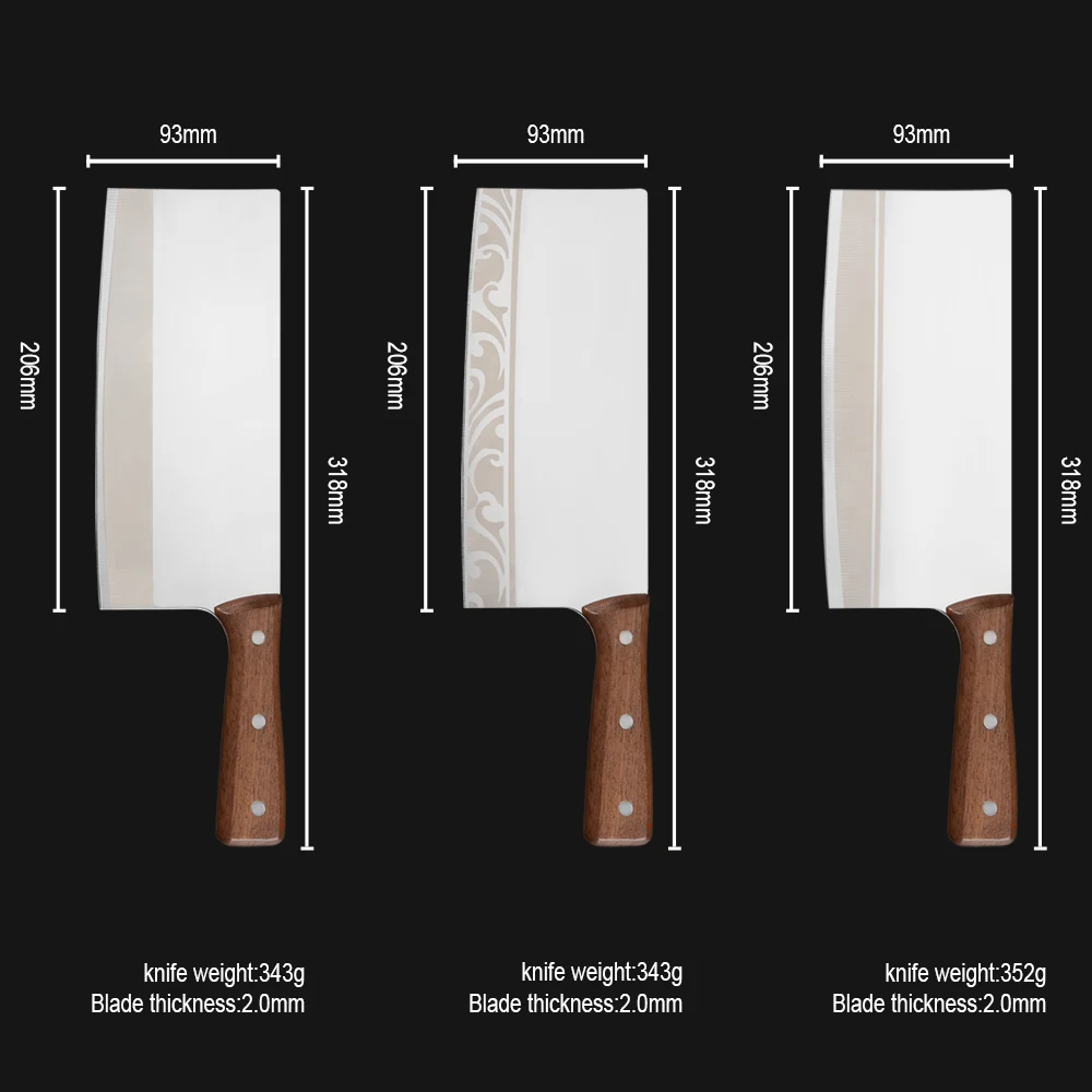 XYj 8 дюймов Полный Тан Мясник Кливер разделочный нож аксессуары 3cr14 нержавеющая сталь нож измельчитель домашний кухонный инструмент