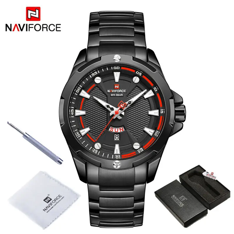 NAVIFORCE Men's Military Sport Wristwatches Luminous Waterproof Male Clock Date Display Stainless Steel Watch Relogio Masculino 