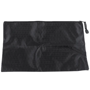 

Black Nylon Hex Pattern Document Bag Zippered A4 Paper Pouch