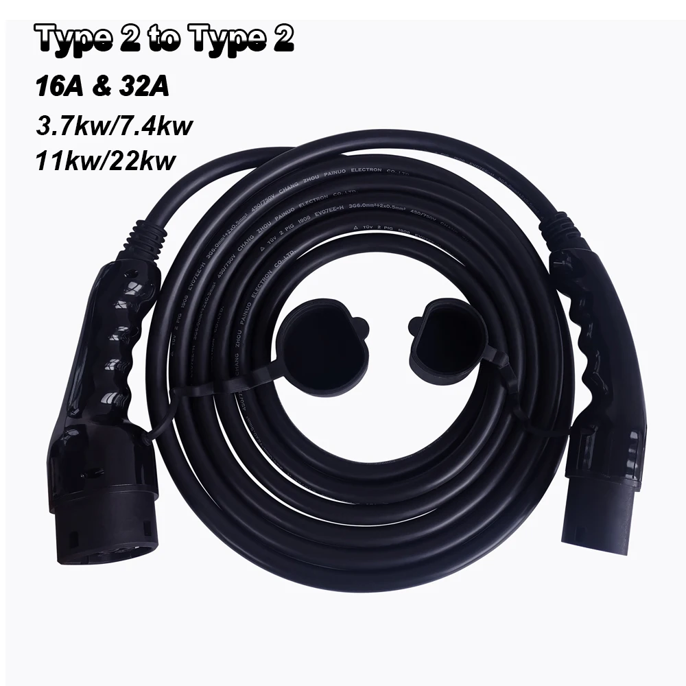 

EVSE 16A 32A 11KW 22KW EV Charging Cable Type 2 to Type 2 EV Cable For Electric Vehicle Charging Station Connecting 5M Cable