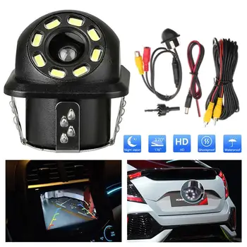 

Car Rear View Camera 8 LED Night Vision Reversing Auto Parking Monitor 170 Degree HD Video Round Back Up Camera car accessories