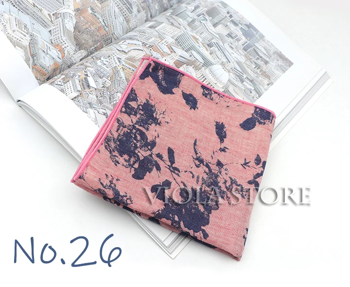 27cm New Floral Printed Big Handkerchief Cotton Men Hankie Wedding Banquet Party Pocket Square Flower Gift Accessory Quality