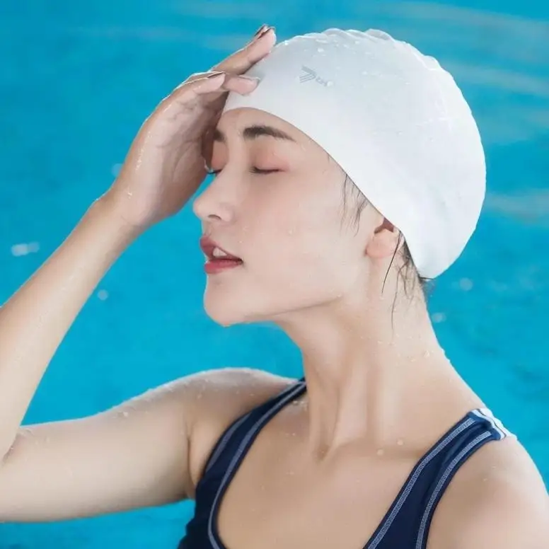 Xiao mi jia 7th Мягкая силиконовая шапочка для плавания mi ng mi Водонепроницаемая спортивная шапочка для бассейна защита ушей для взрослых мужчин и женщин - Цвет: Белый