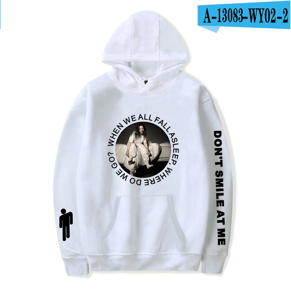 white hoodies Лидер продаж; модный свитер с капюшоном и принтом Billie Eilish для мальчиков и девочек; Повседневный пуловер Billie Eilish Harajuku; хлопковая Детская толстовка - Цвет: white hoodies