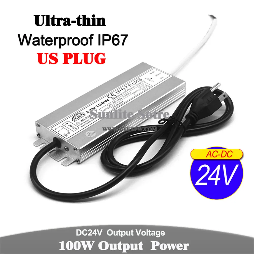 DC12V DC24V 60 Вт 72 Вт 100 Вт 120 Вт 150 Вт светильник ing трансформаторы AC DC 12 В 24 в водонепроницаемый IP67 источник питания США штекер для Светодиодный светильник CCTV