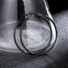 Модные простые серьги женские черные 30-100 мм Серьги-кольца индивидуальные круглые серьги ювелирные изделия вечерние аксессуары 1 пара