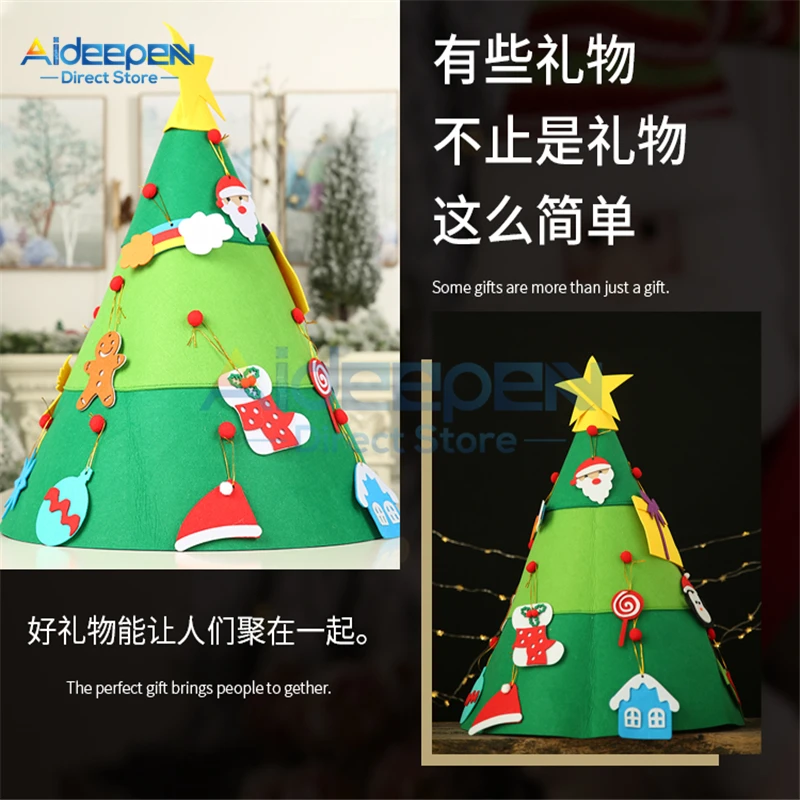 3D DIY войлочная ткань Рождественская елка Новогоднее Рождественское украшение в виде снеговика Санта Клауса рождественские носки висячие украшения Детские Подарочные игрушки