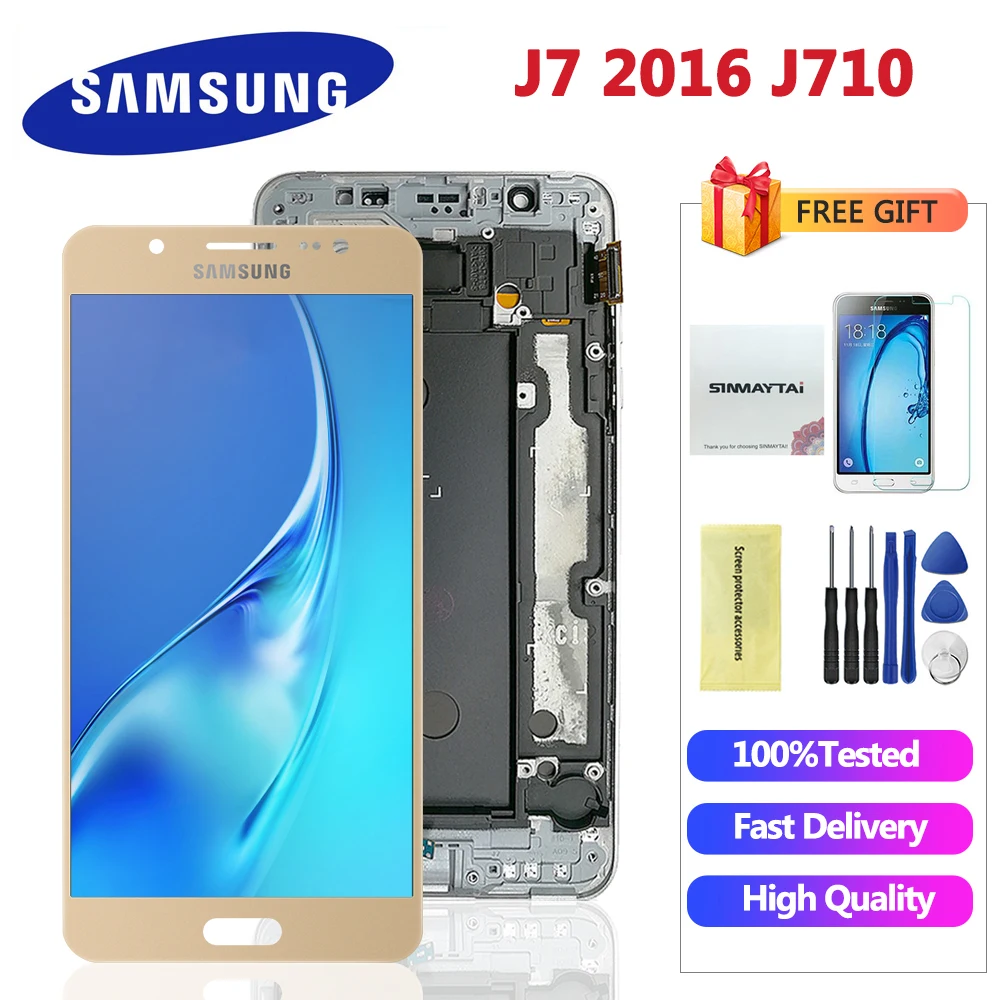 Можно регулировать J7 ЖК-дисплей для Samsung Galaxy J7 j710 J710H J710FN J710F J710M/DS сенсорный экран дигитайзер Рамка Корпус
