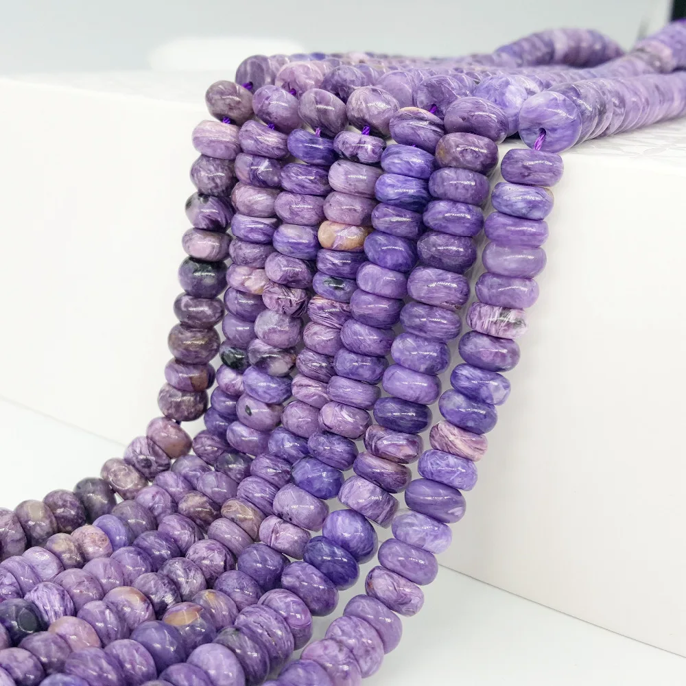 LiiJi уникальный Charoite Abacus плоские круглые бусины приблизительно 3x6mm 5x8mm DIY