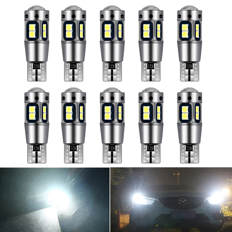 10PCS High Quality T10 W5W Super Bright 3030 LED Car Interior Reading Light Marker Lamp 168 194 Auto Wedge Parking Bulbs | Автомобили и