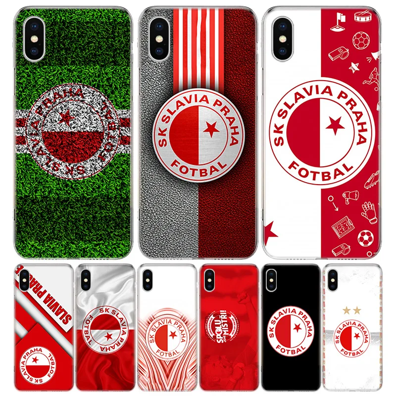 Caixa clara do telefone para o iPhone, SK, Slavia, Praga, República Checa,  iPhone 14, 13, 15 Pro Max, Apple 11, 12 Mini, SE, X, XS, XR, 8, 7 Mais, 6,  6S, 5, £, 2020