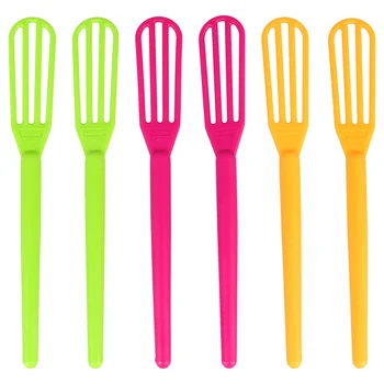 

6pcs Plastic Hair Color Cream Mixer Dye Agitator Hand Stirrer Hair Dye Cream Whisk for Home Salon (Mixed Colors)