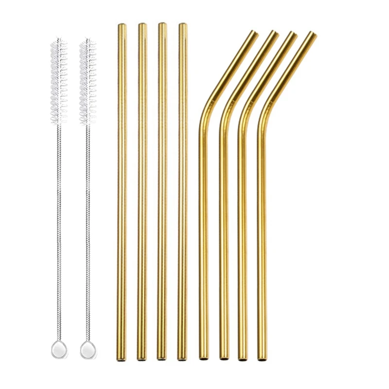 Eco-Friendly Reusable Stainless Steel Drinking Straws Set with Cleaner Brushes
