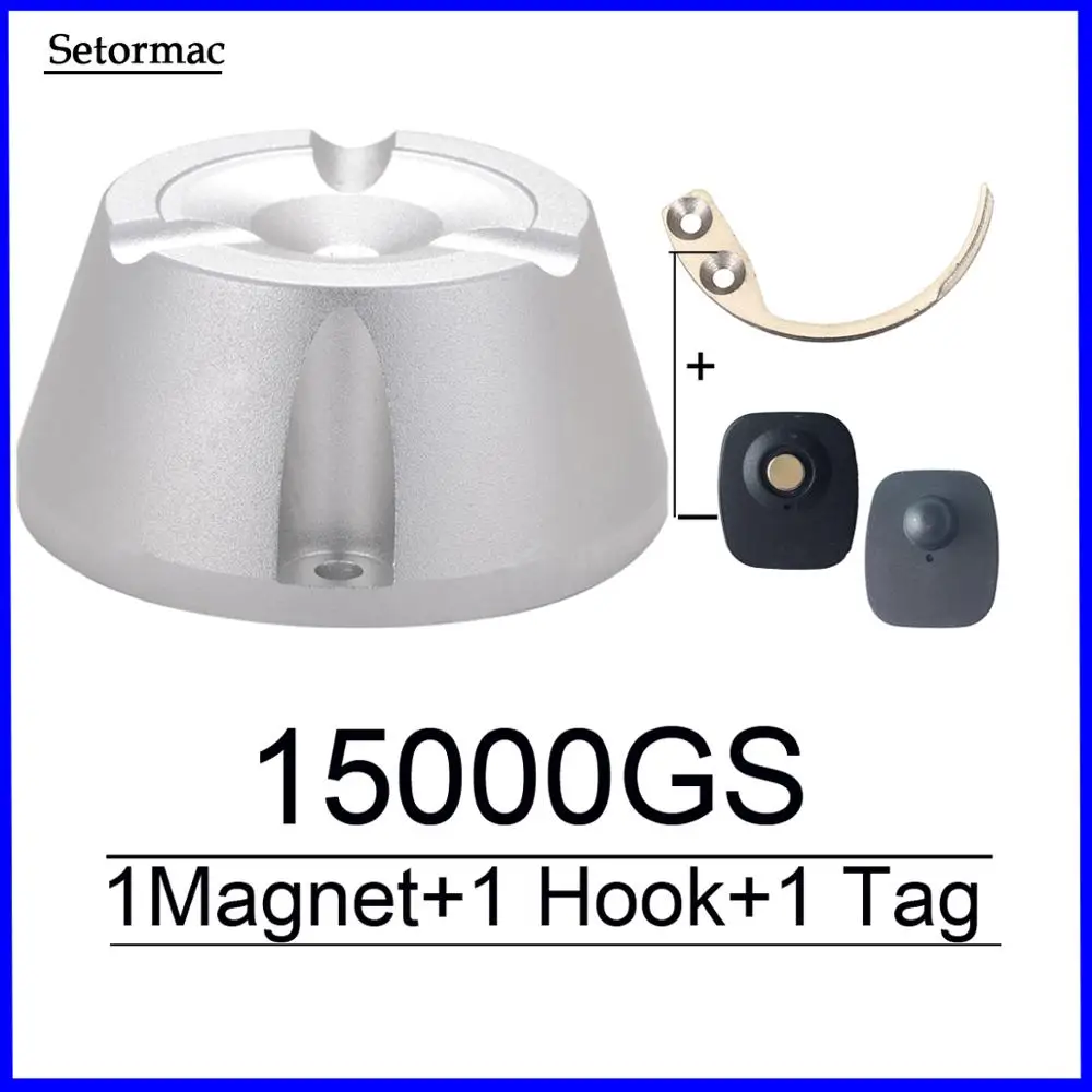 Removedor de etiqueta de seguridad de tela separador magnético Universal 15000GS y 1 separador de gancho de llave Super EAS separador para sistema EAS RF8.2Mhz