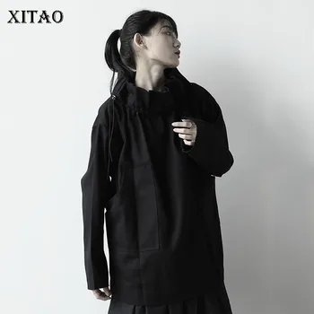 

XITAO Dark Style Original Design Coats and Jackets Women Black Plus Size Word Shoulder Personality Women Tops Harajuku ZLL4776