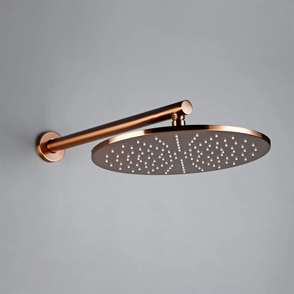 Bathroom Shower Faucet Set Brushed Rose Gold Shower Brass Hot Cold Wall Mount Arm Diverter Handheld Rian Head
