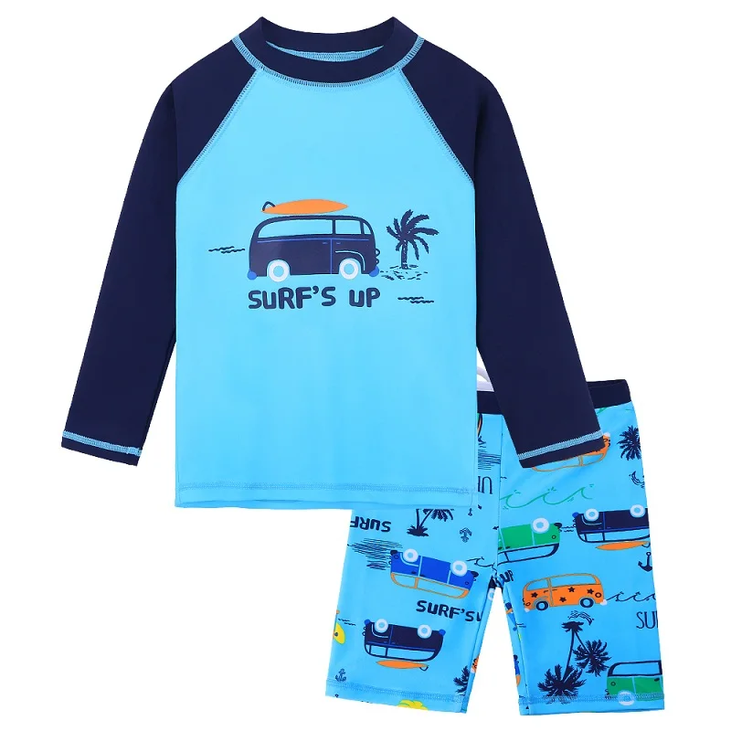 BlueCar 6-12 Month BAOHULU/милый мультяшный детский купальник с коротким рукавом UPF50+ одежда для купания для маленьких мальчиков; детские купальные костюмы для серфинга - Цвет: BlueCar 6-12 Month