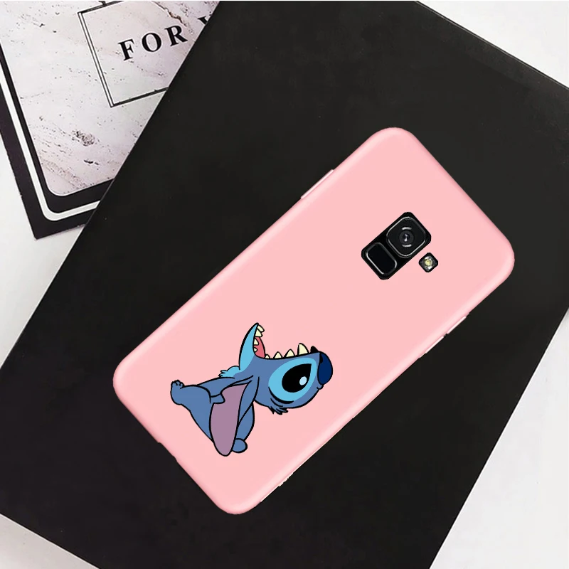 Stitch 2 pink case С милым рисунком крестиком чехол для телефона для samsung Galaxy A6 A7 A8 A9 J4 J6 J8 J2 Pro плюс A3 A5 A7 силиконовый чехол Coque - Цвет: Stitch 2 pink case