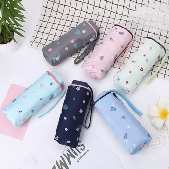 

Mini Pocket Umbrella Women Small Floral Pattern Anti-Uv Parasol Reverse Double Layer Inverted Umbrella Portable Umbrella Let