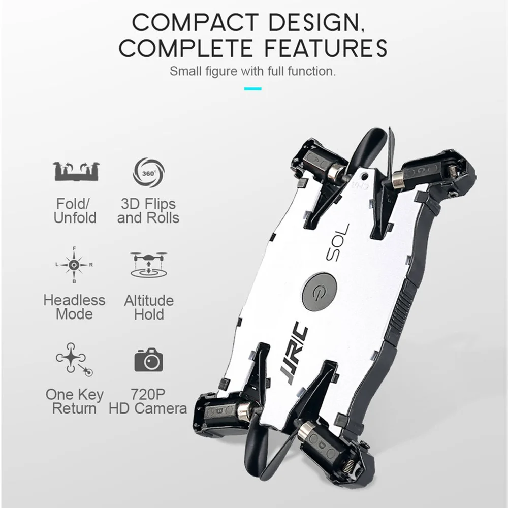 JJR/C H49 SOL Ultrathin Foldable Mini Quadcopter Drone with Wifi FPV 720P HD Live Video Camera Altitude Hold 360Degree Flips JJR/C H49 SOL Ultrathin Foldable Mini Quadcopter Drone with Wifi FPV 720P HD Live Video Camera Altitude Hold 360Degree Flips