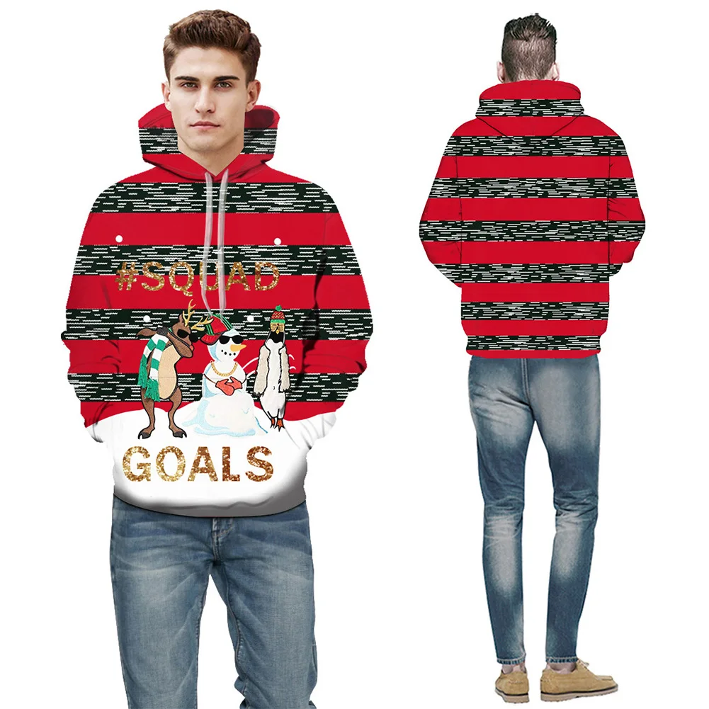3D Pullover Casual Fashion Christmas Printed Autumn Couple Hoodie Long Sleeve Holiday Unisex Winter Party Street Loose Outwear