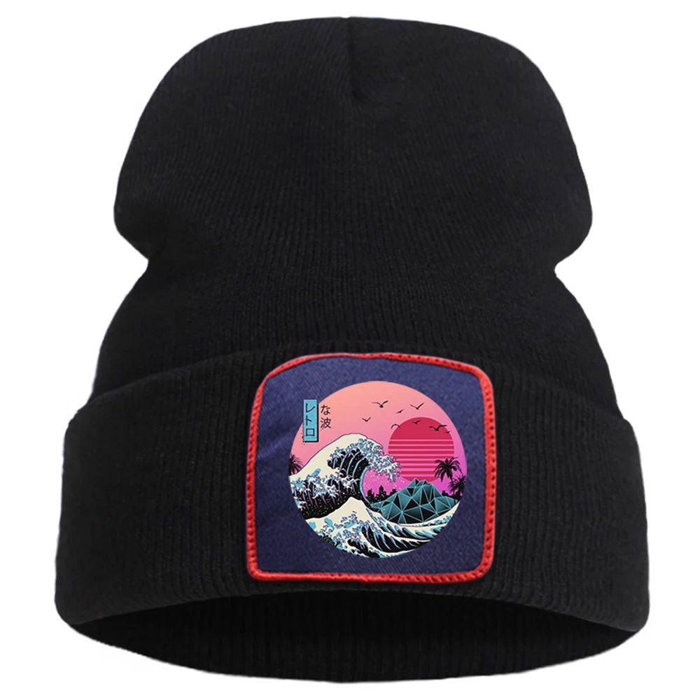 Japan Anime Anime Knitted Cap Men Soft Solid Color Bonnet Hats Unisex Winter Warm Beanie Caps Men Cotton Skullies Hat skullies men