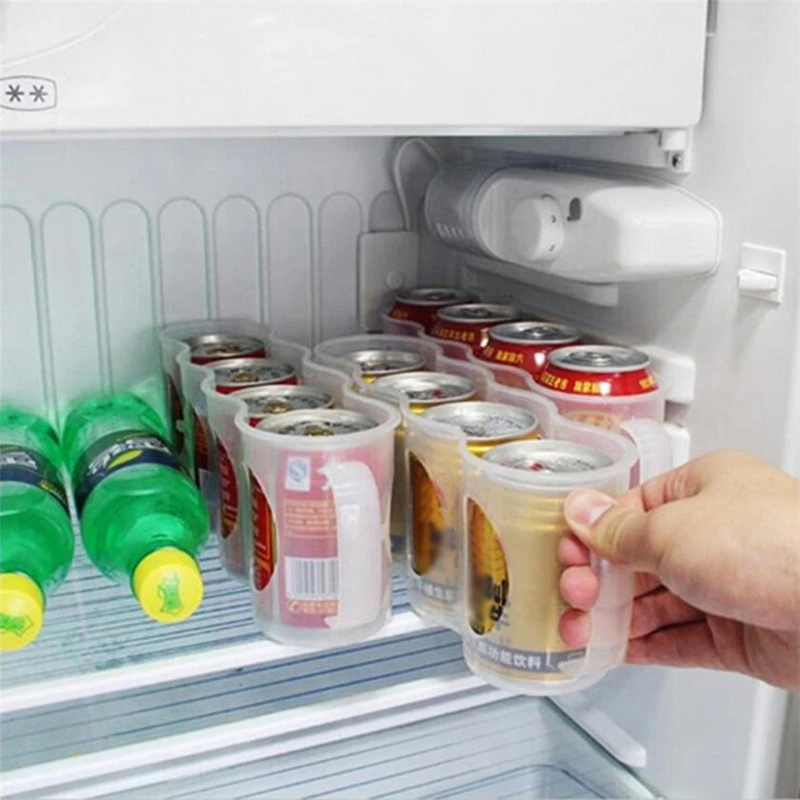 Four Grids Soda Organizer Refrigerator Beer Cans Drink Holder