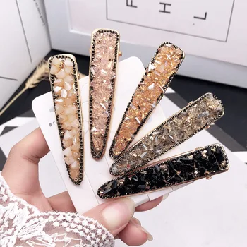 

Fashion Crystal Pearl Hairpin Women Barrettes Hairgrip Geometry Triangular Square Red Color Hair Clip Metal Hair Accessories