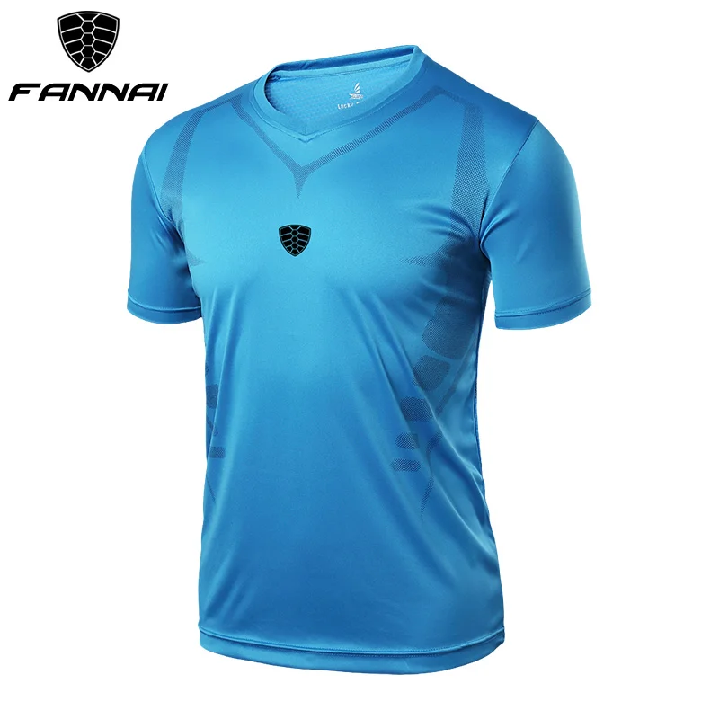 FANNAI Men T Shirt Sport Tops Tees Quick Dry Fitness Gym t shirt Short sleeve Men's Running Shirts Jerseys Sportswear Workout - Цвет: FN007Blue