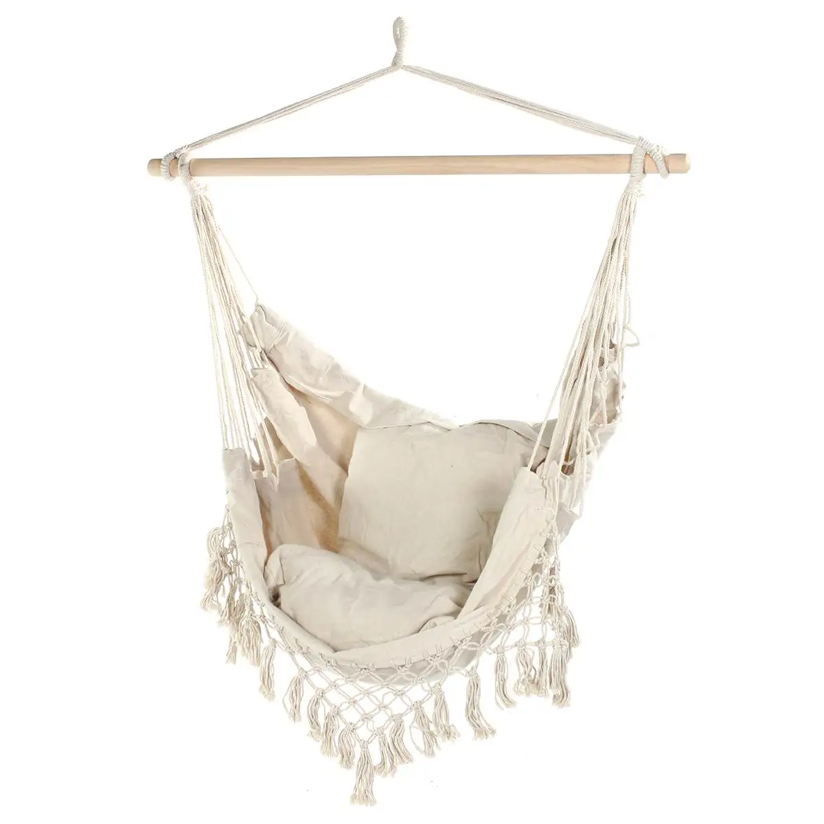 130 x100 x100cm Nordic style Home Garden Hanging Hammock Chair Outdoor Indoor Dormitory Swing Hanging Chair with Wooden Rod