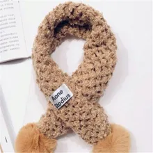 Корейский стиль; однотонная детская одежда с воротником для мальчиков; зимний детский вязаный шерстяной шарф с помпонами для девочек; JW001