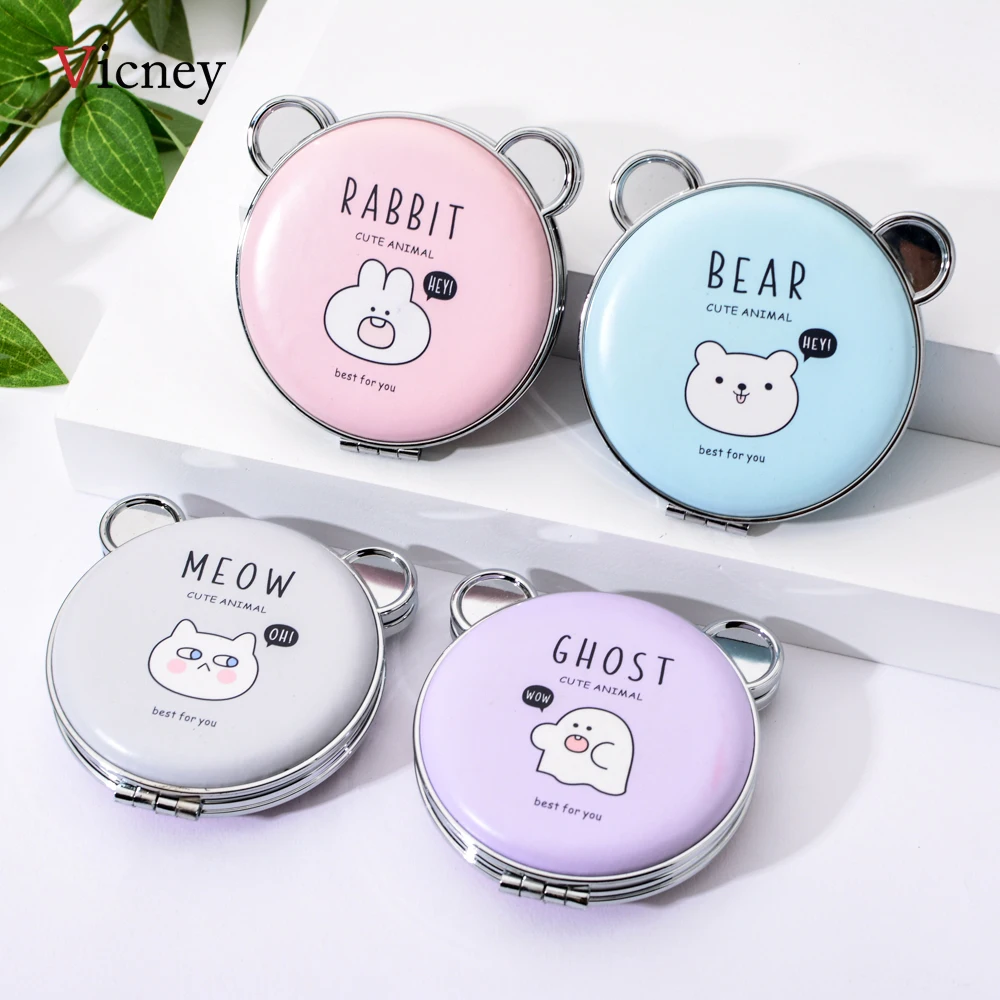 

Cute Bear Makeup Mirror for Girls Portable Pocket Mini Double Sided Mirrors Cosmetic Compact Outdoor espejo de maquillaje