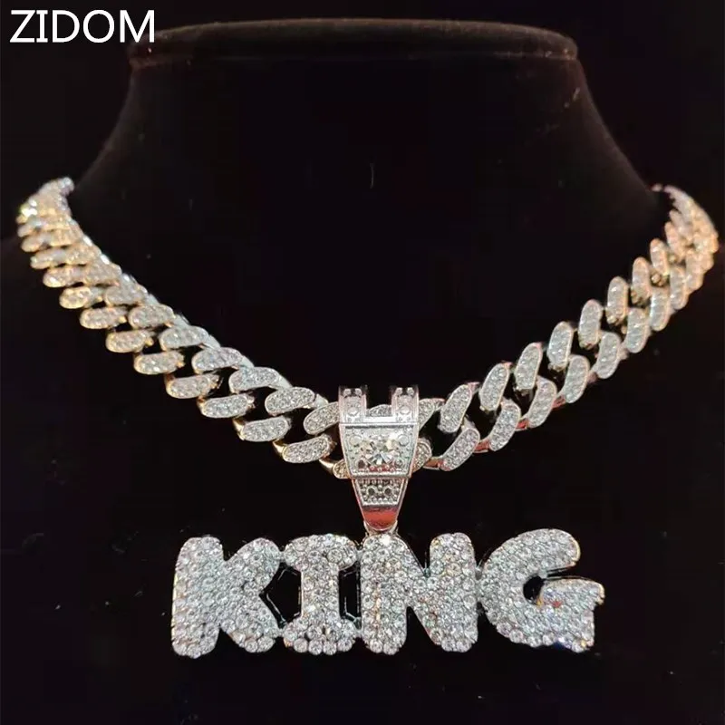 Ожерелье с подвеской в виде букв короля для мужчин и женщин кубинская цепь Майами
